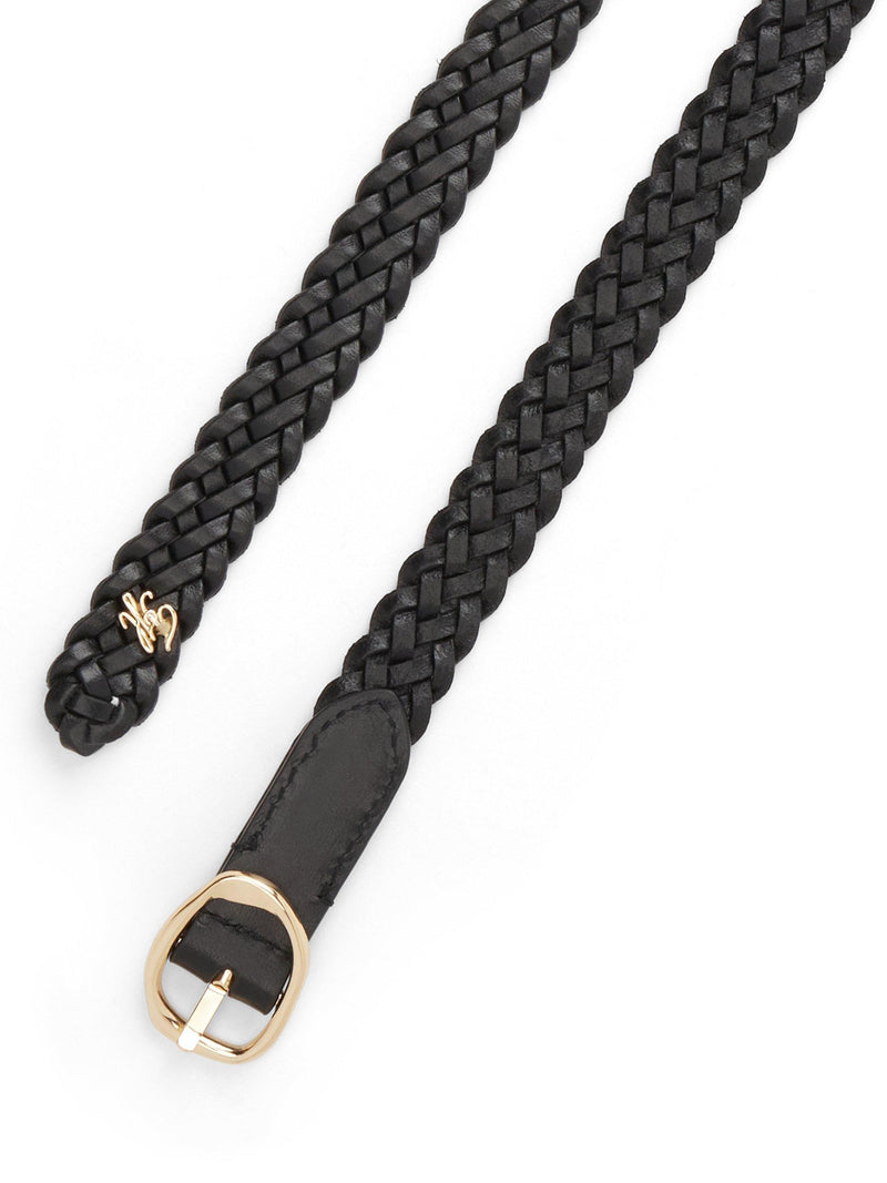 Tommy Hilfiger black braided leather belt sculpted buckle (British brand)