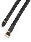 Tommy Hilfiger black braided leather belt sculpted buckle (British brand)