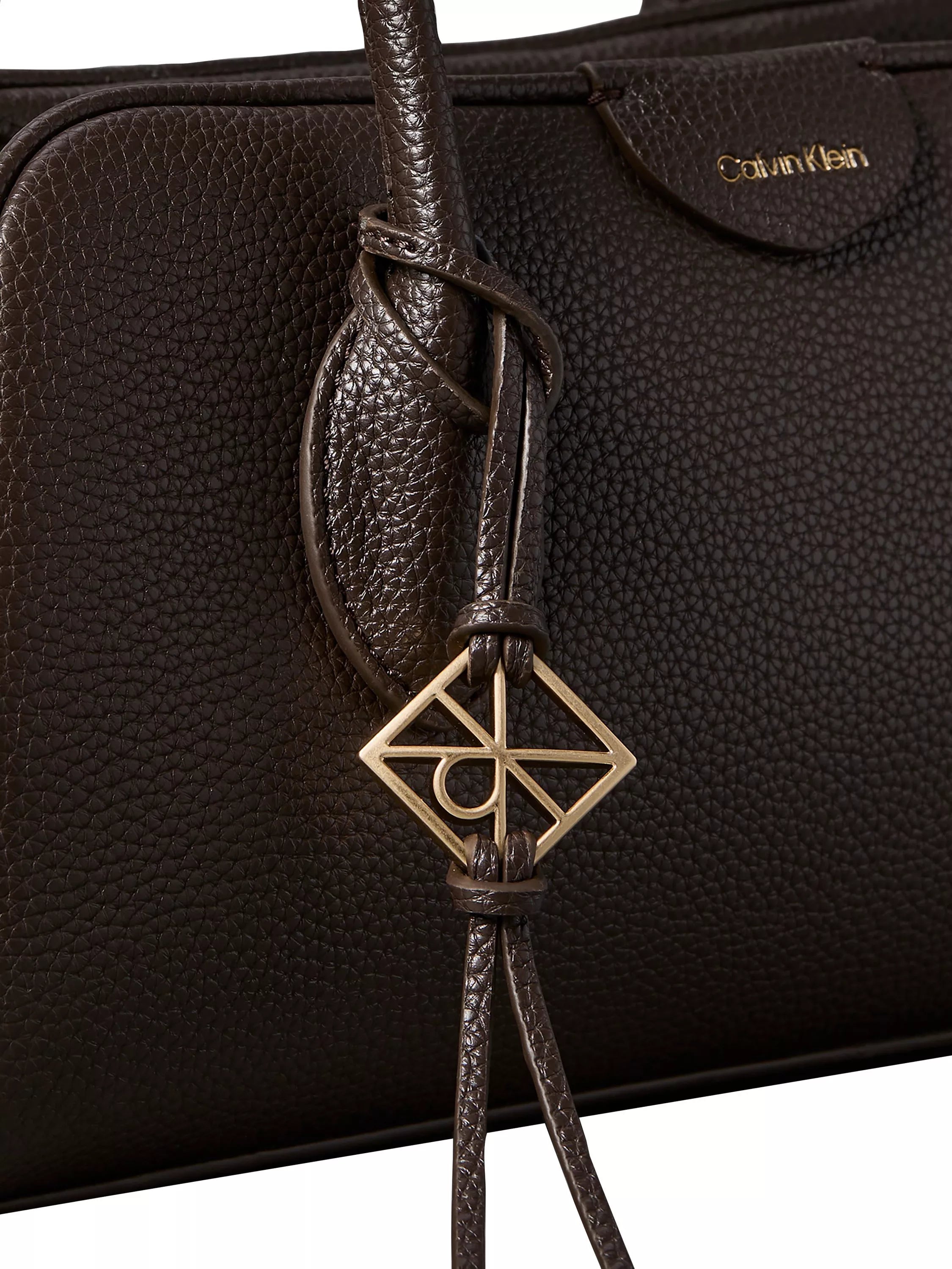 Calvin Klein Emblem Trio shoulder bag dark brown - British product
