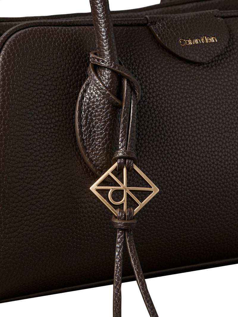 Calvin Klein Emblem Trio shoulder bag dark brown - British product