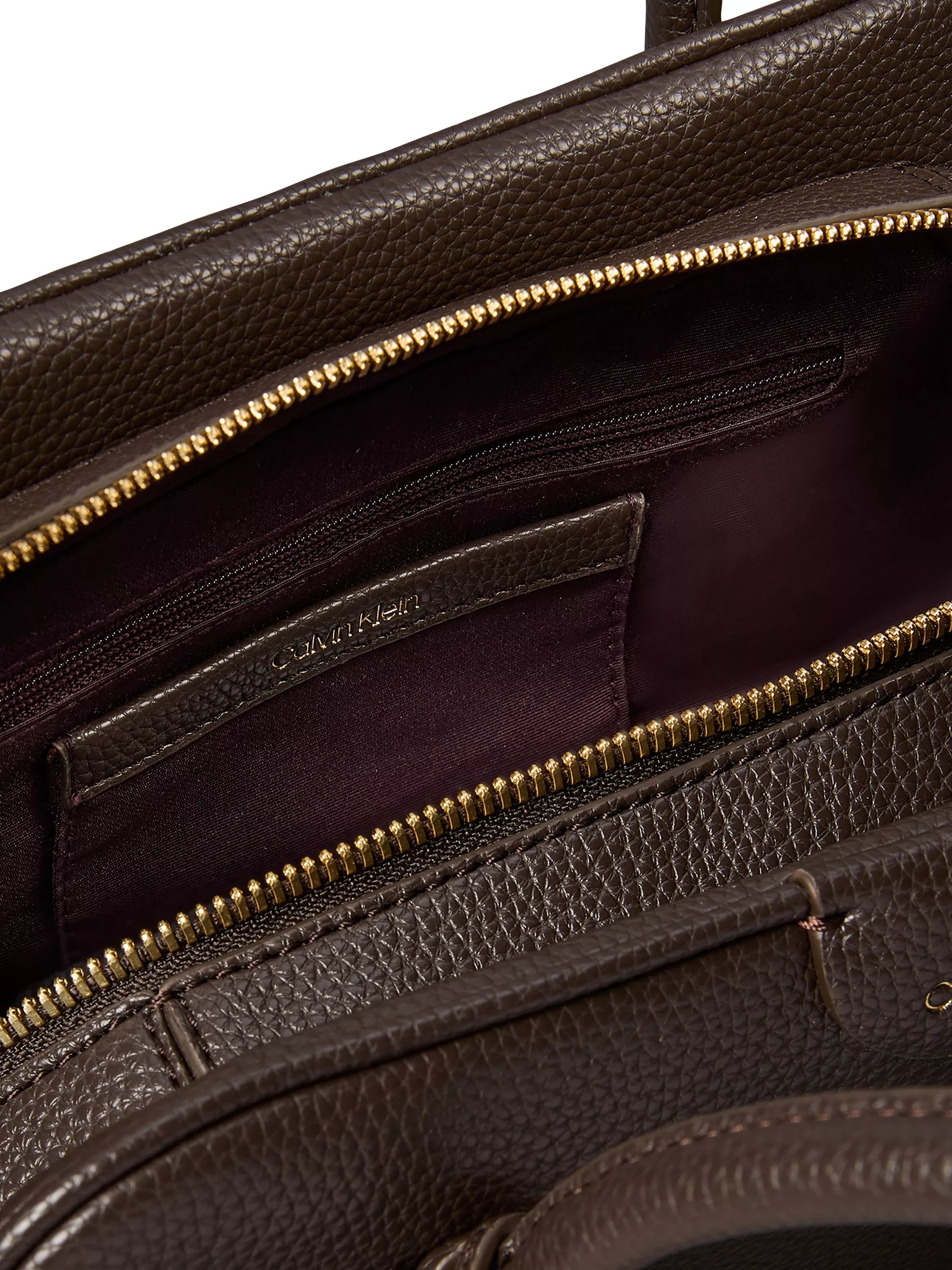 Calvin Klein Emblem Trio shoulder bag dark brown - British product
