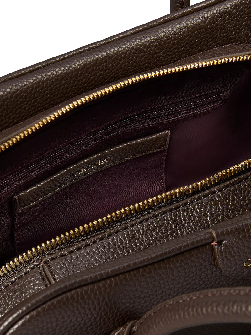 Calvin Klein Emblem Trio shoulder bag dark brown - British product