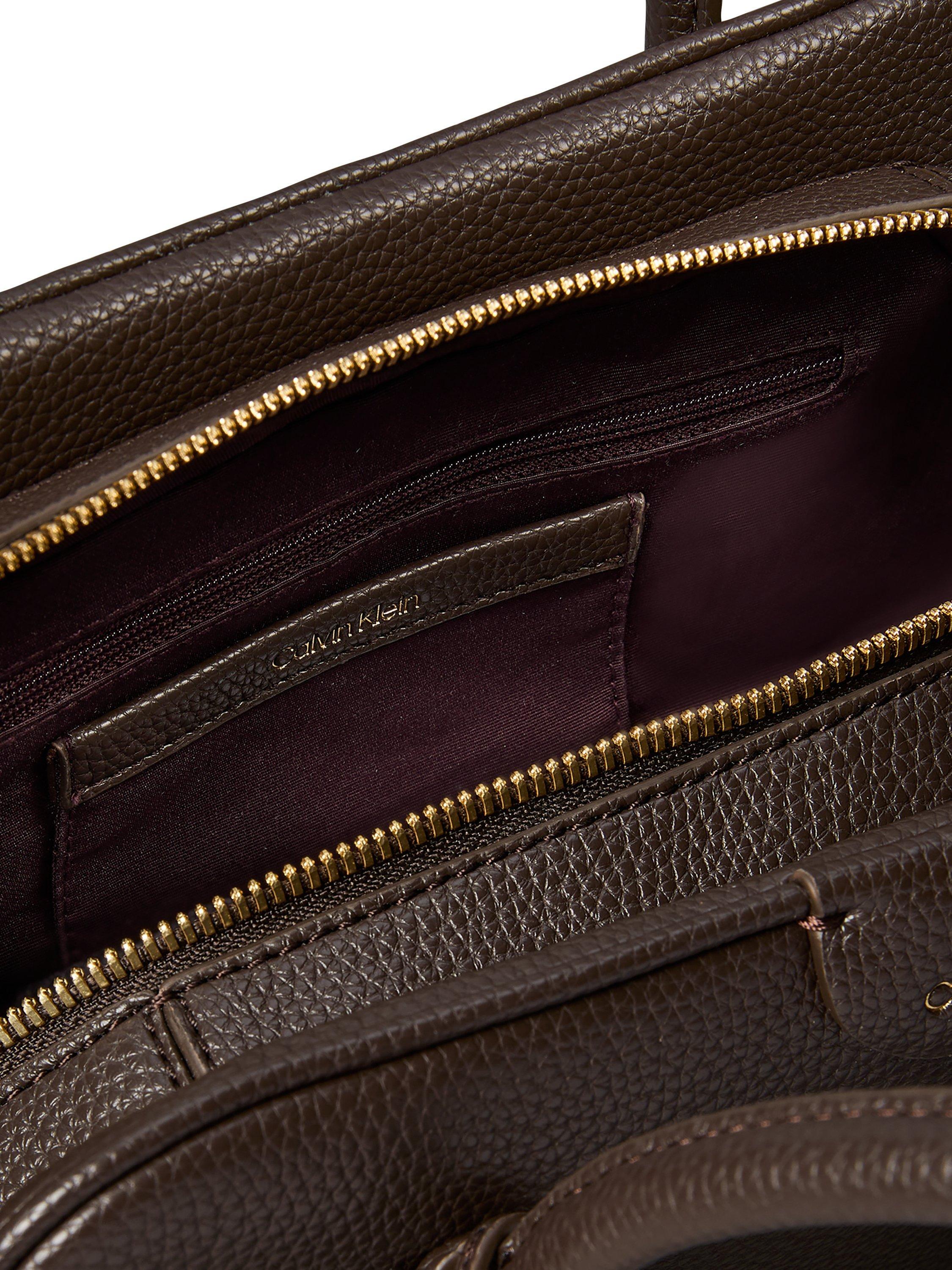 Calvin Klein Emblem Trio shoulder bag dark brown - British product