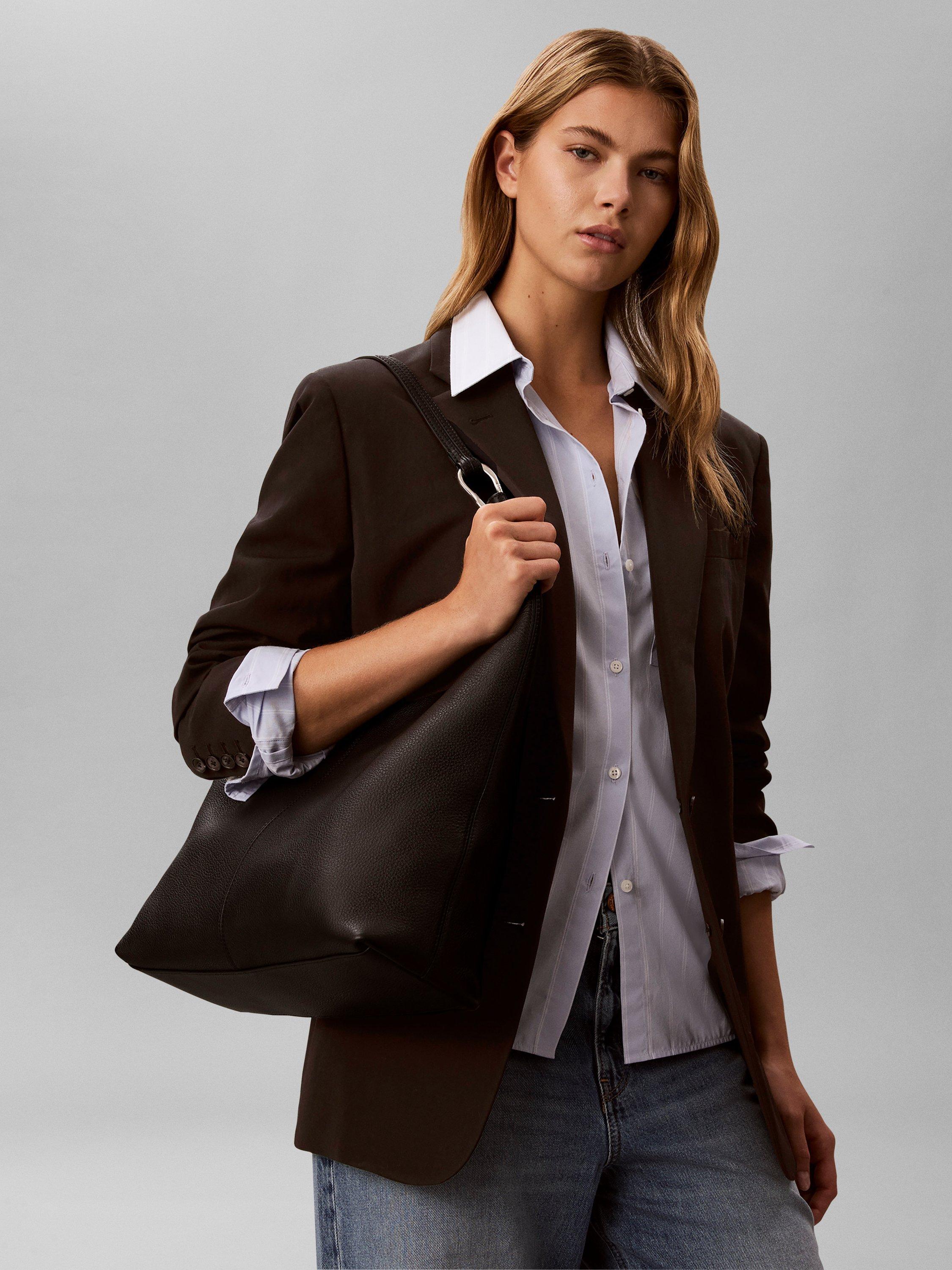 Calvin Klein slouchy leather shoulder bag black (British brand)