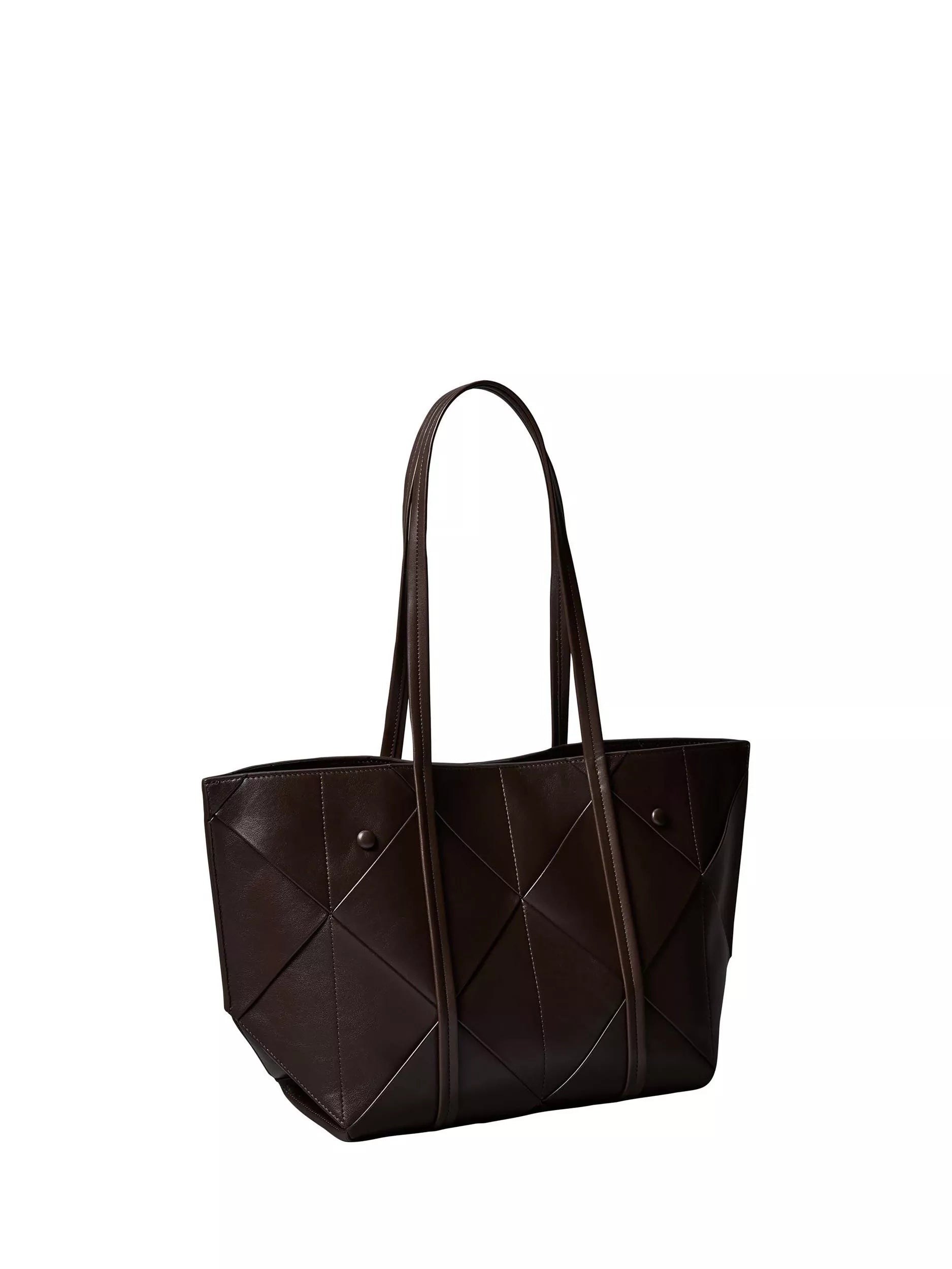 Calvin Klein woven faux leather tote bag medium dark brown - British product