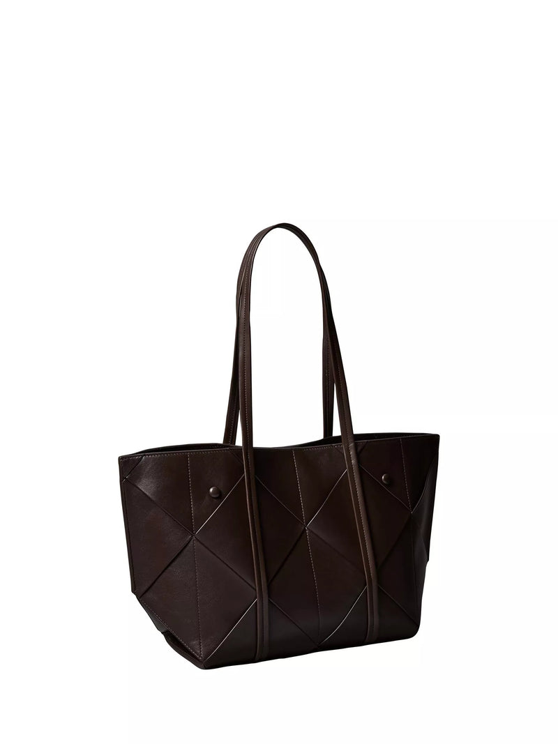 Calvin Klein woven faux leather tote bag medium dark brown - British product