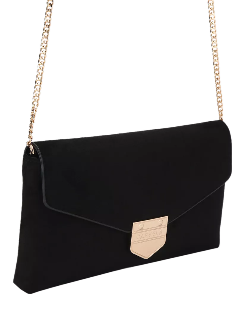 Carvela Maria envelope clutch bag in black, imported from the UK