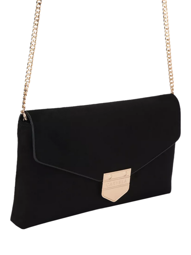 Carvela Maria envelope clutch bag in black, imported from the UK