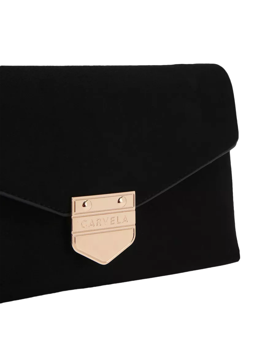 Carvela Maria envelope clutch bag in black, imported from the UK