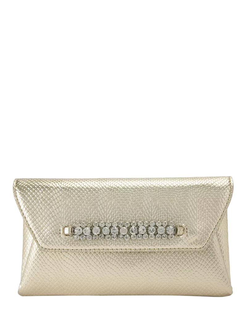 Carvela Lusso embellished clutch bag gold chain strap - British product