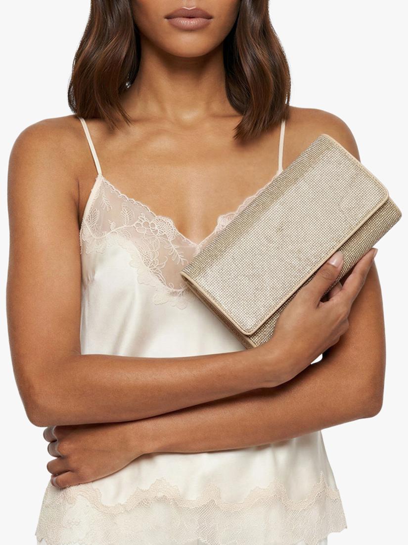 Carvela Gemma embellished clutch bag gold metallic - British product
