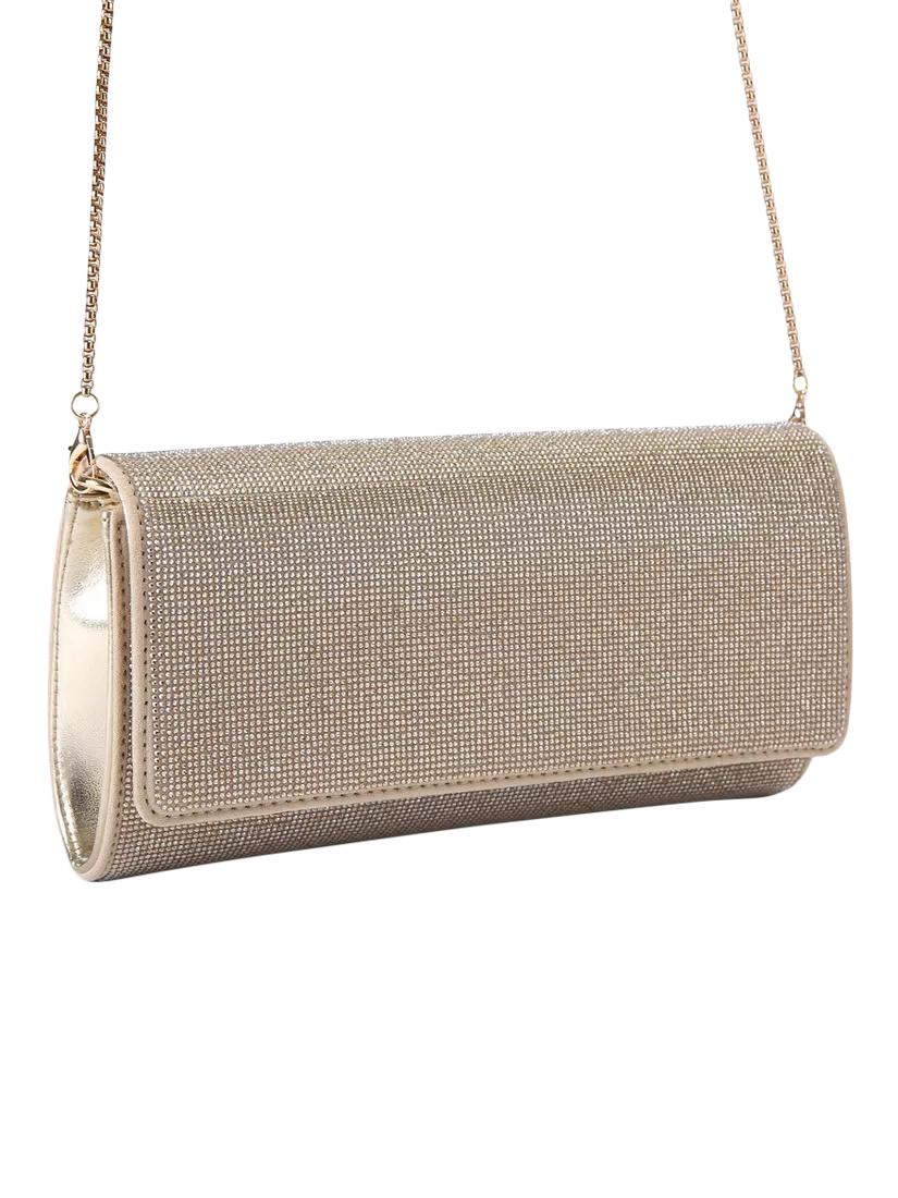 Carvela Gemma embellished clutch bag gold metallic - British product