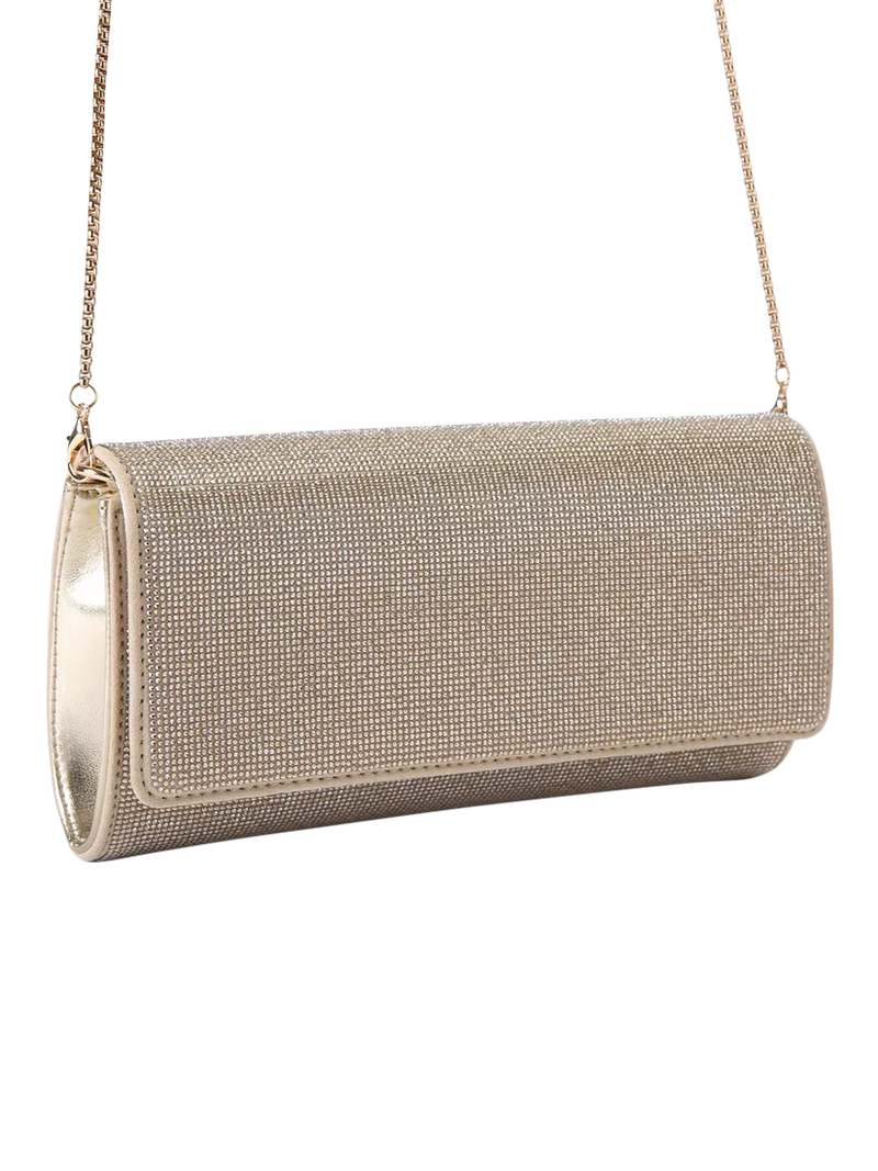Carvela Gemma embellished clutch bag gold metallic - British product