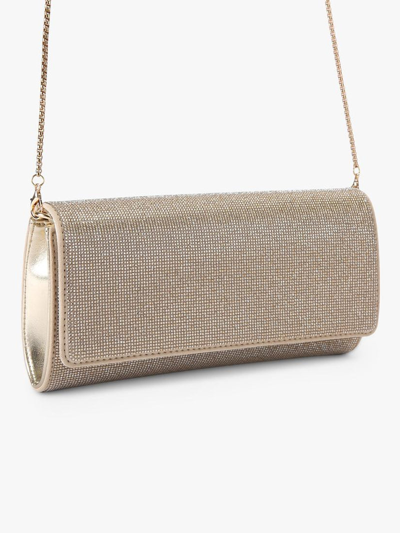 Carvela Gemma embellished clutch bag gold metallic - British product