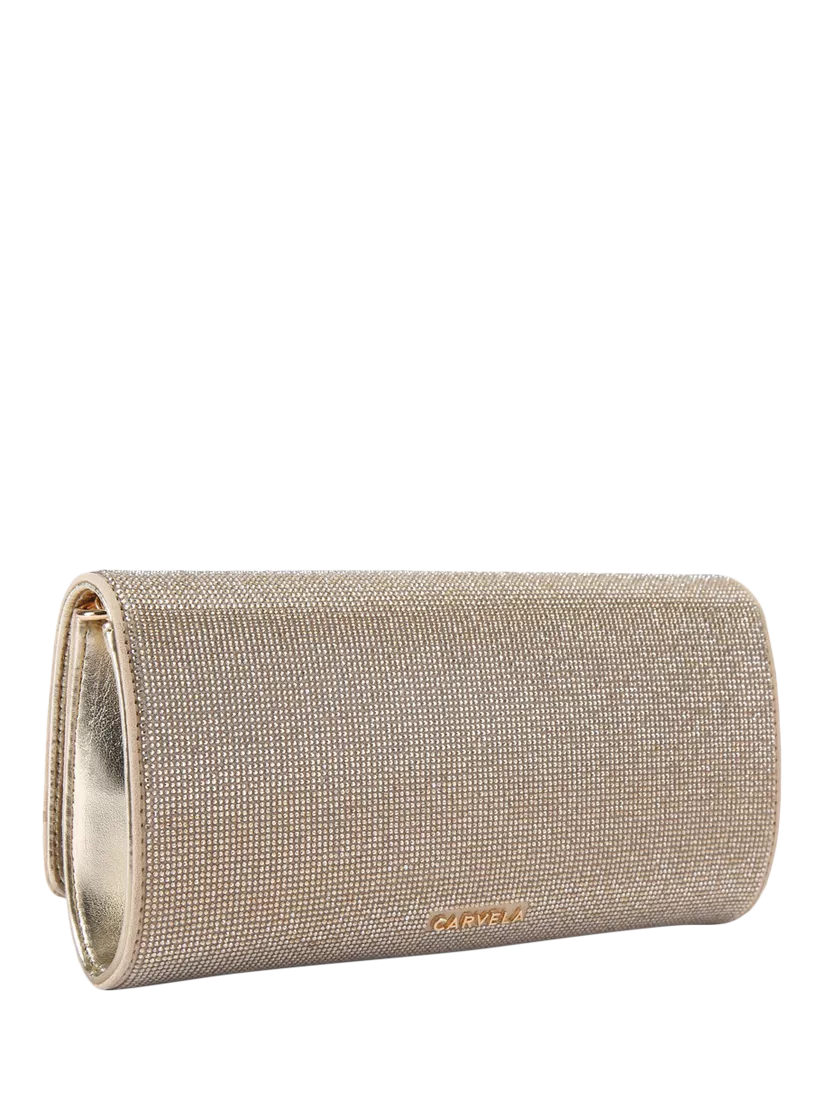 Carvela Gemma embellished clutch bag gold metallic - British product