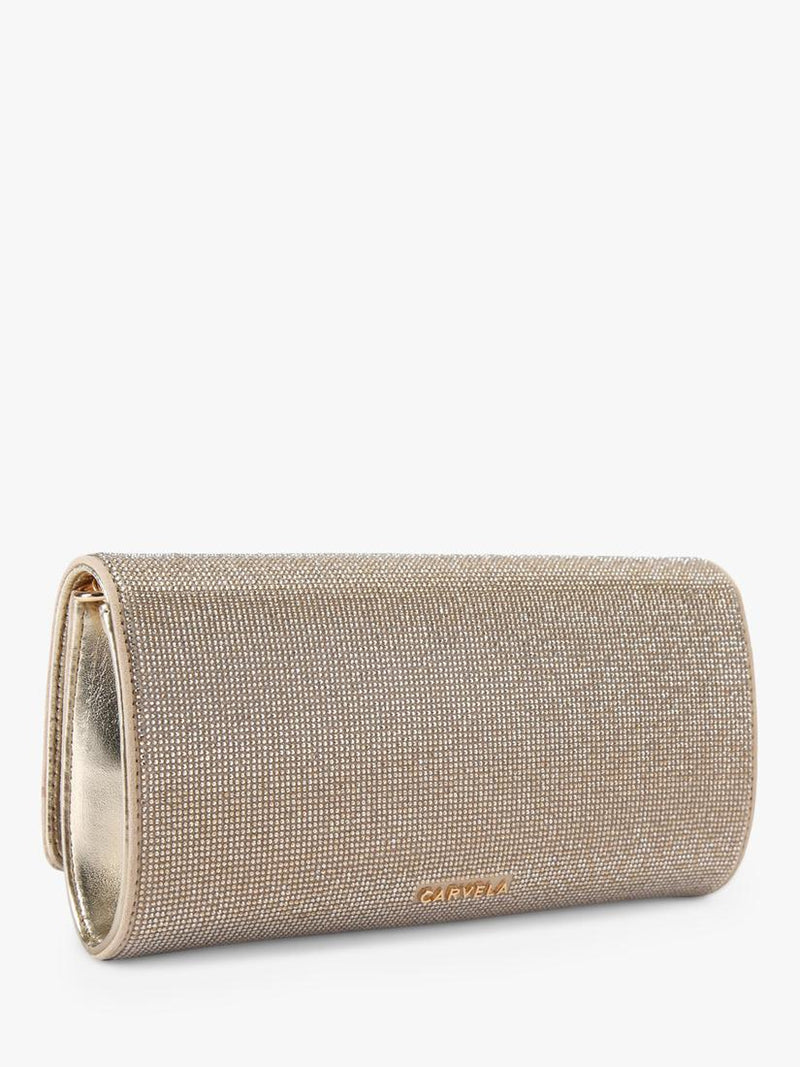 Carvela Gemma embellished clutch bag gold metallic - British product
