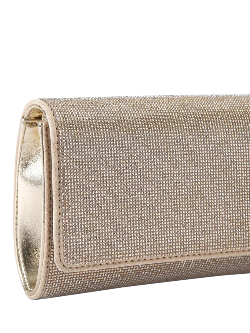 Carvela Gemma embellished clutch bag gold metallic - British product
