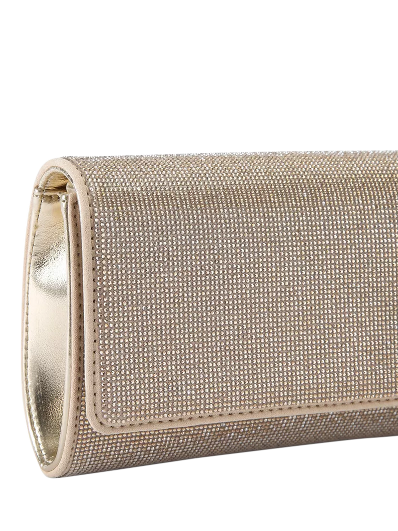 Carvela Gemma embellished clutch bag gold metallic - British product