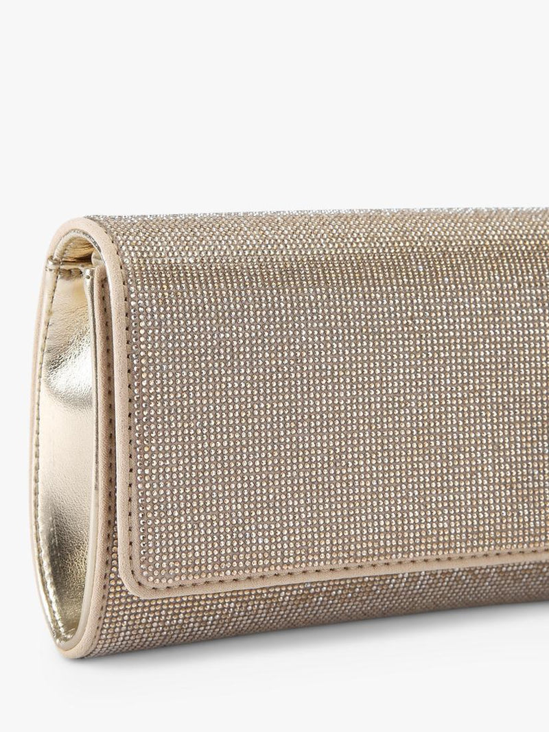 Carvela Gemma embellished clutch bag gold metallic - British product
