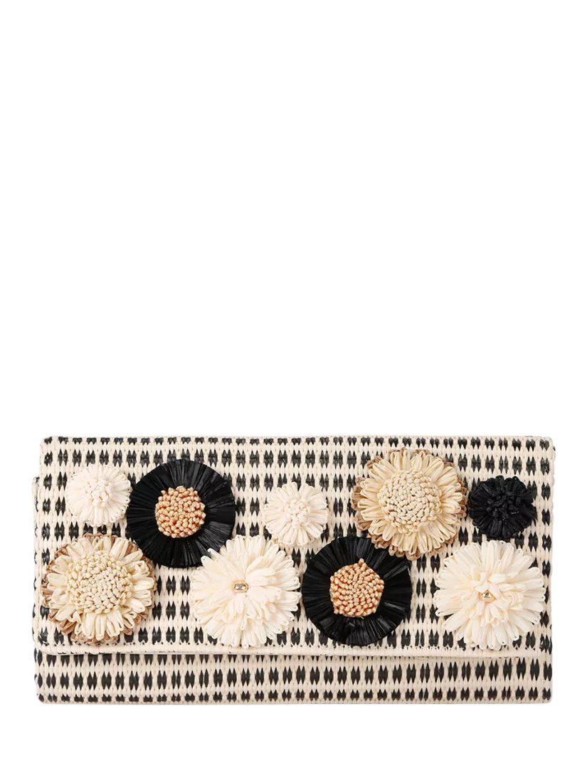 Carvela raffia flower clutch bag, imported from the UK