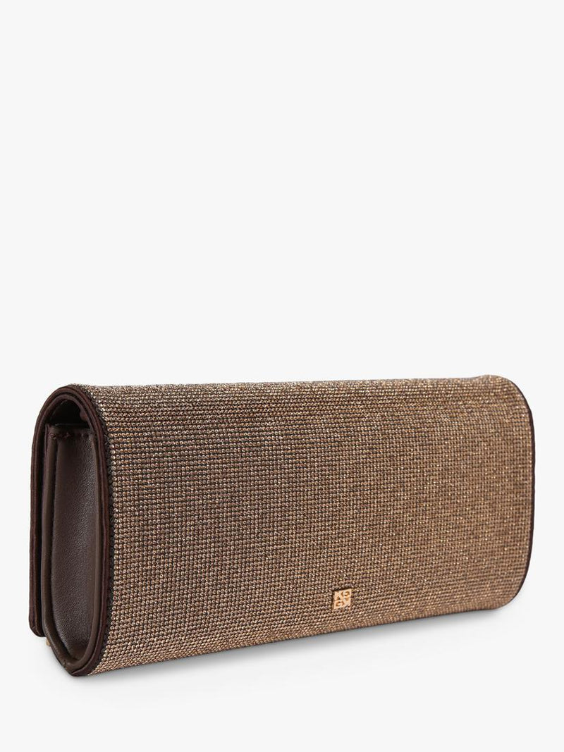 KG Kurt Geiger Baily clutch bag brown canvas, imported from the UK