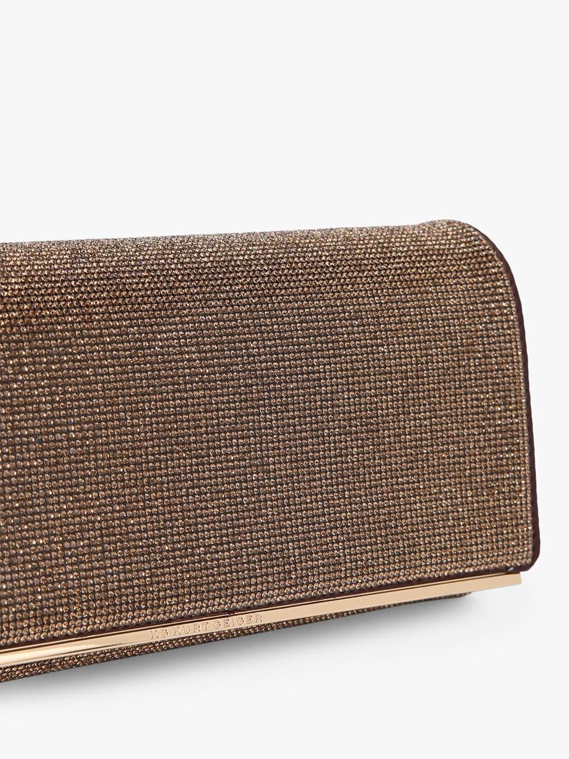 KG Kurt Geiger Baily clutch bag brown canvas, imported from the UK