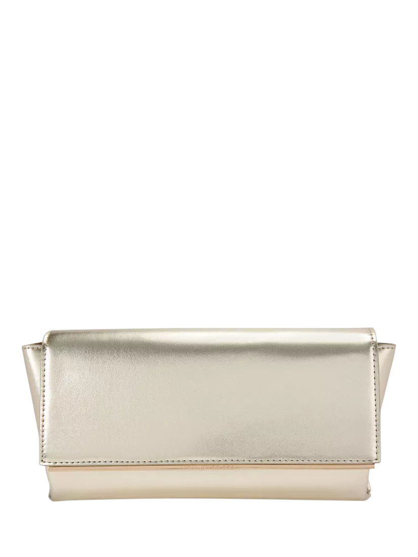 KG Kurt Geiger Tilly faux leather clutch bag in gold, UK version