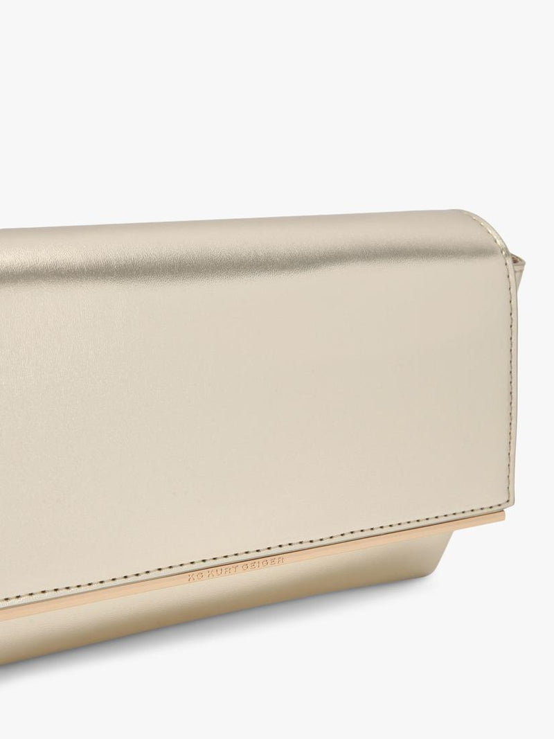 KG Kurt Geiger Tilly faux leather clutch bag in gold, UK version