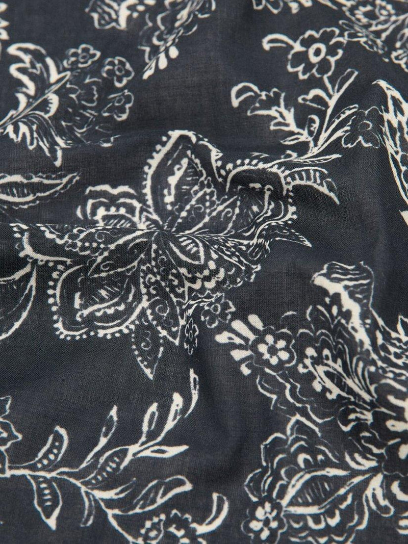 Mango floral scarf black 60cm, imported from the UK