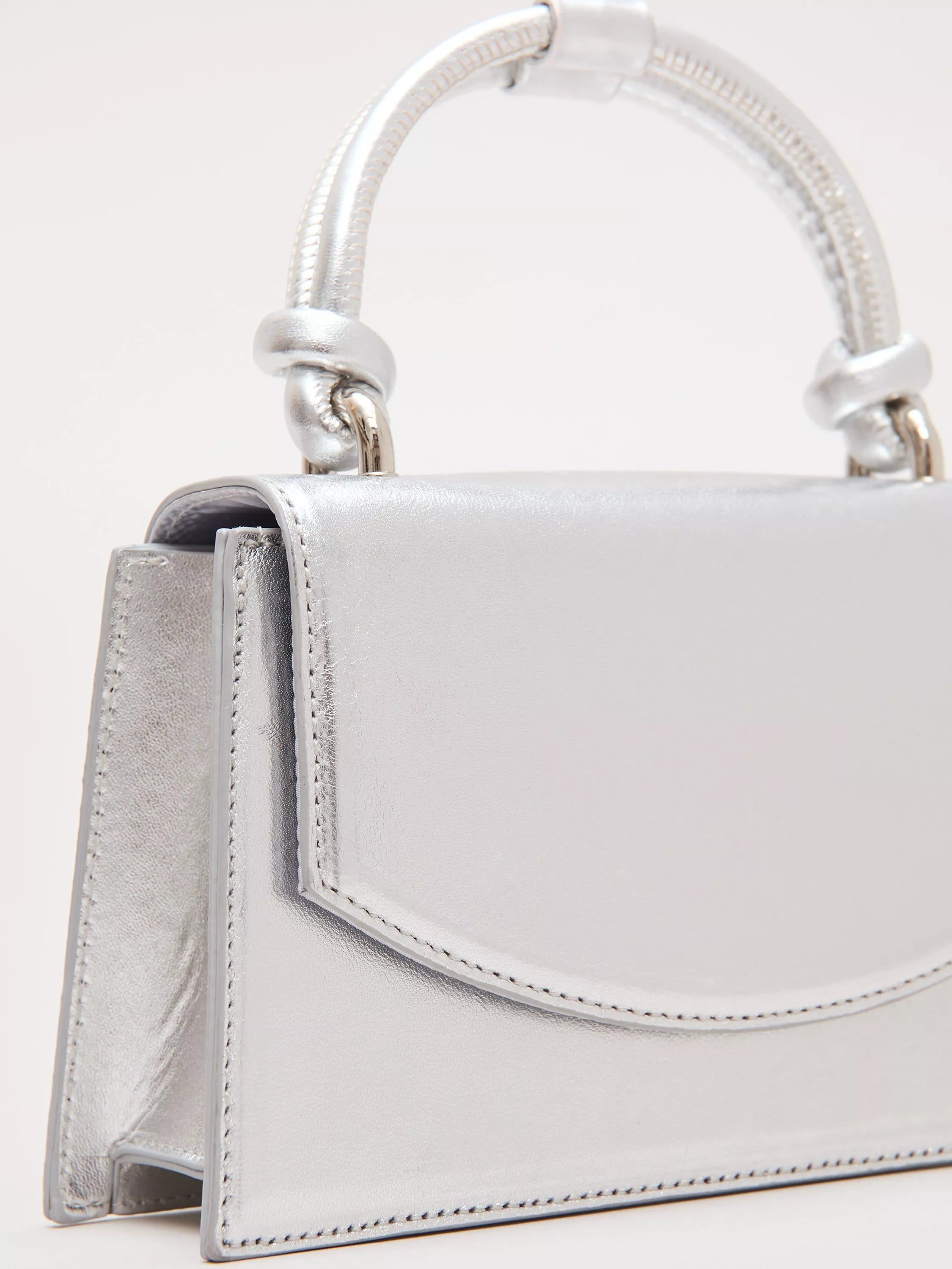 Phase Eight silver leather clutch bag, UK version