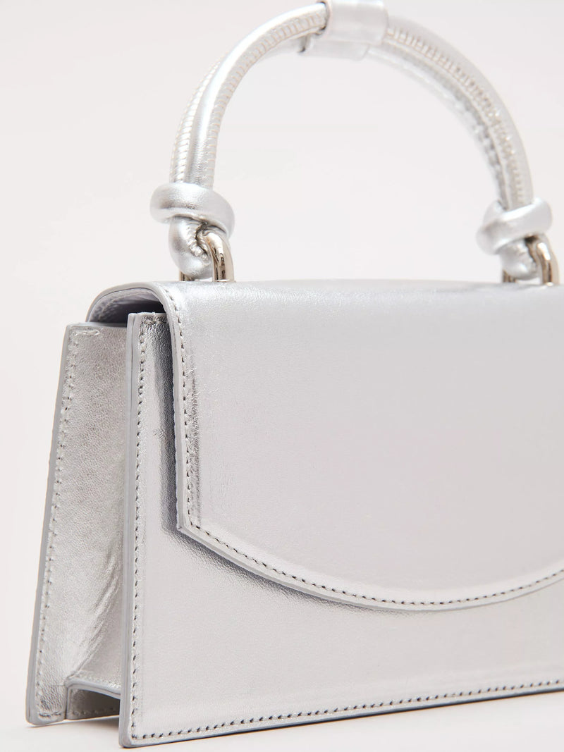 Phase Eight silver leather clutch bag, UK version