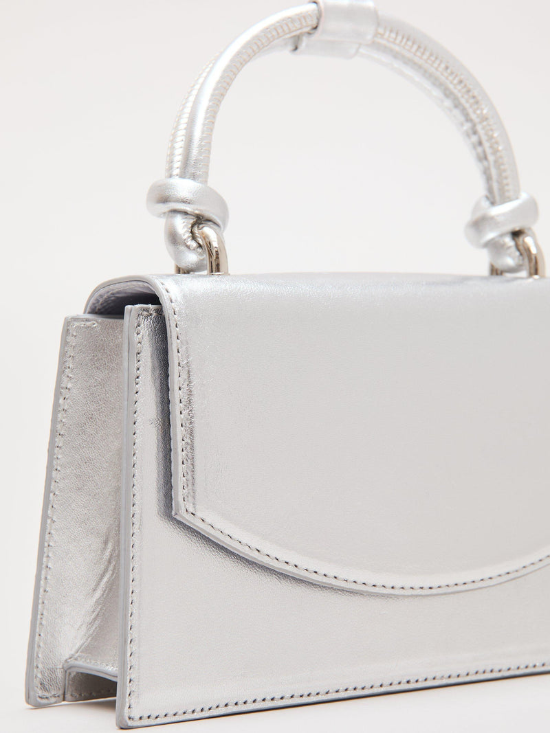 Phase Eight silver leather clutch bag, UK version