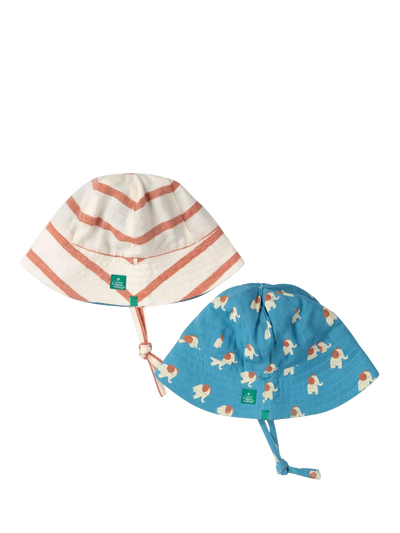 John Lewis Little Green Radicals Kids Elephant and Stripe Reversible Sun Hats Pack of 2- Buy online at McGrocer