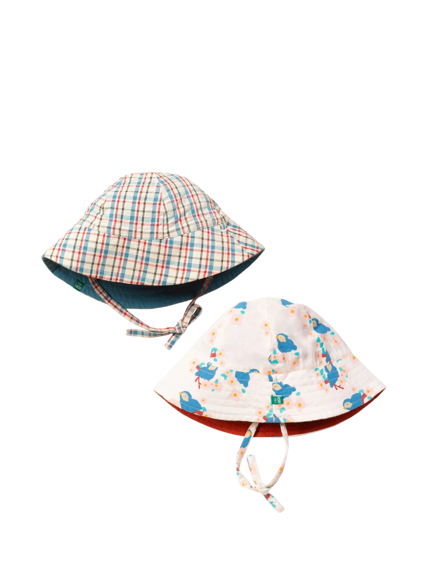 Little Green Radicals kids reversible printed sun hats pack of 2 (British brand)