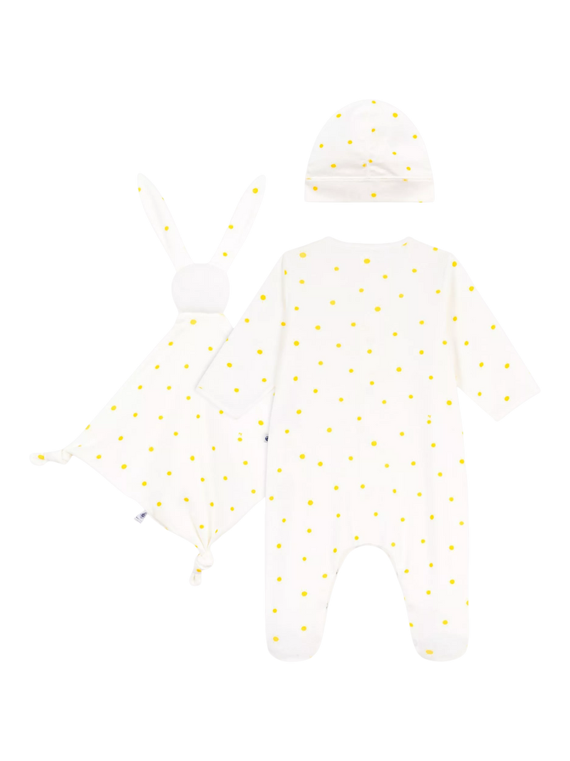 Petit Bateau baby 3-piece gift set in white, imported from the UK