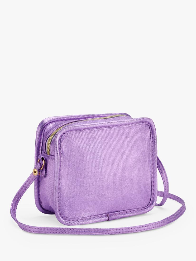 Stych kids crossbody bag in purple with teddy and heart pattern (British brand)