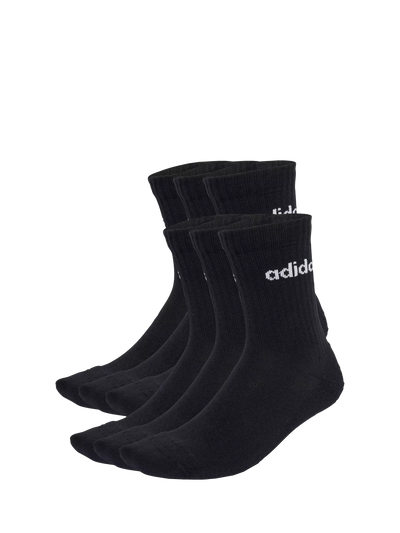 John Lewis adidas Linear Crew Cushioned Socks 6 Pack Black/White- Buy online at McGrocer