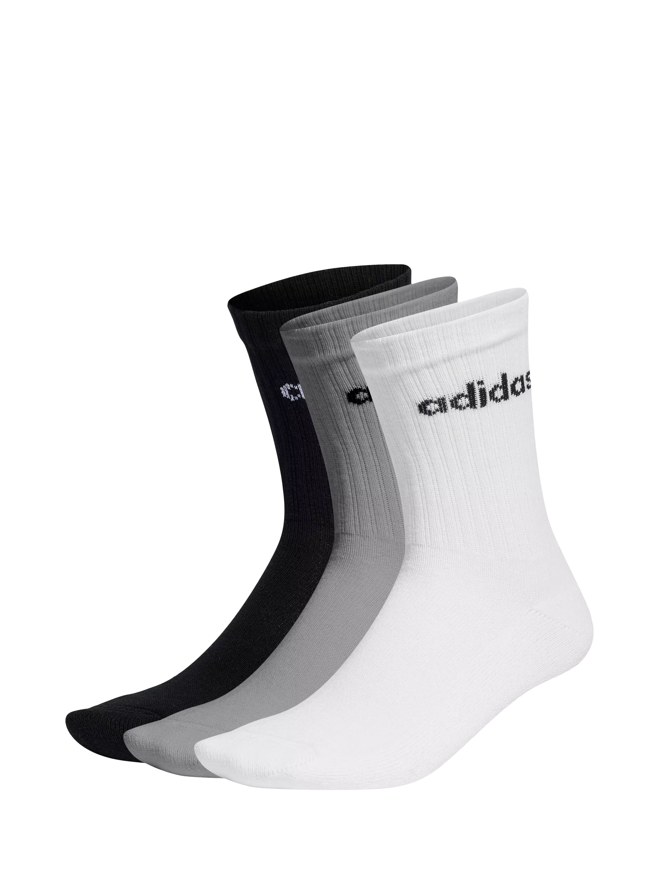 adidas crew cushioned socks pack of 3 grey white black (British brand)