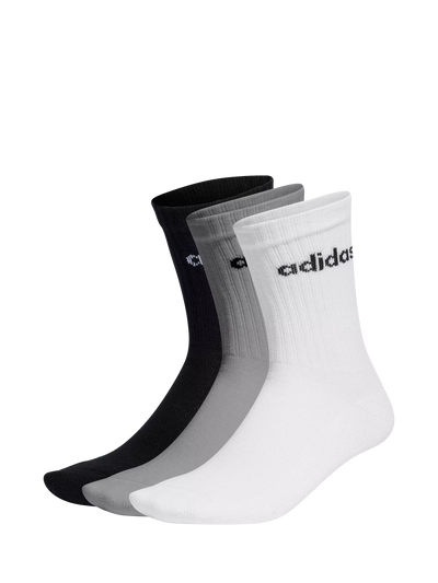 John Lewis adidas Linear Crew Cushioned Socks 3-Pack Grey/White/Black- Buy online at McGrocer