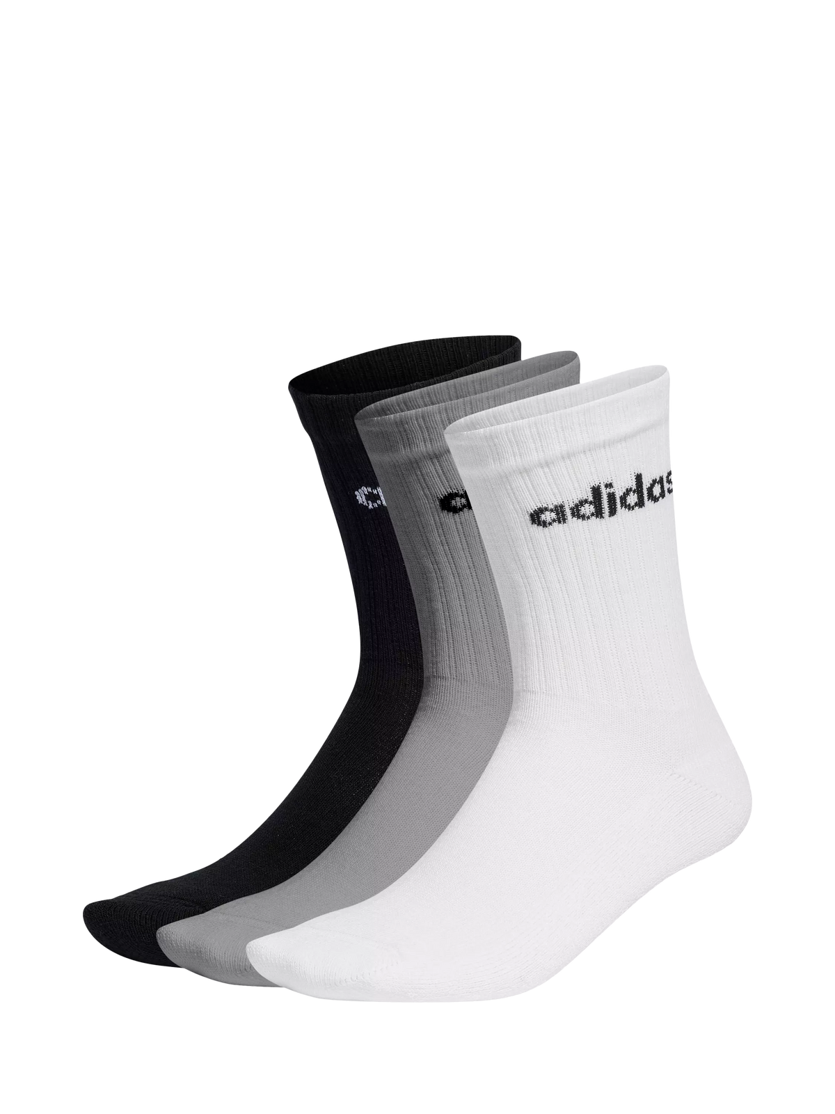 adidas crew cushioned socks pack of 3 grey white black (British brand)