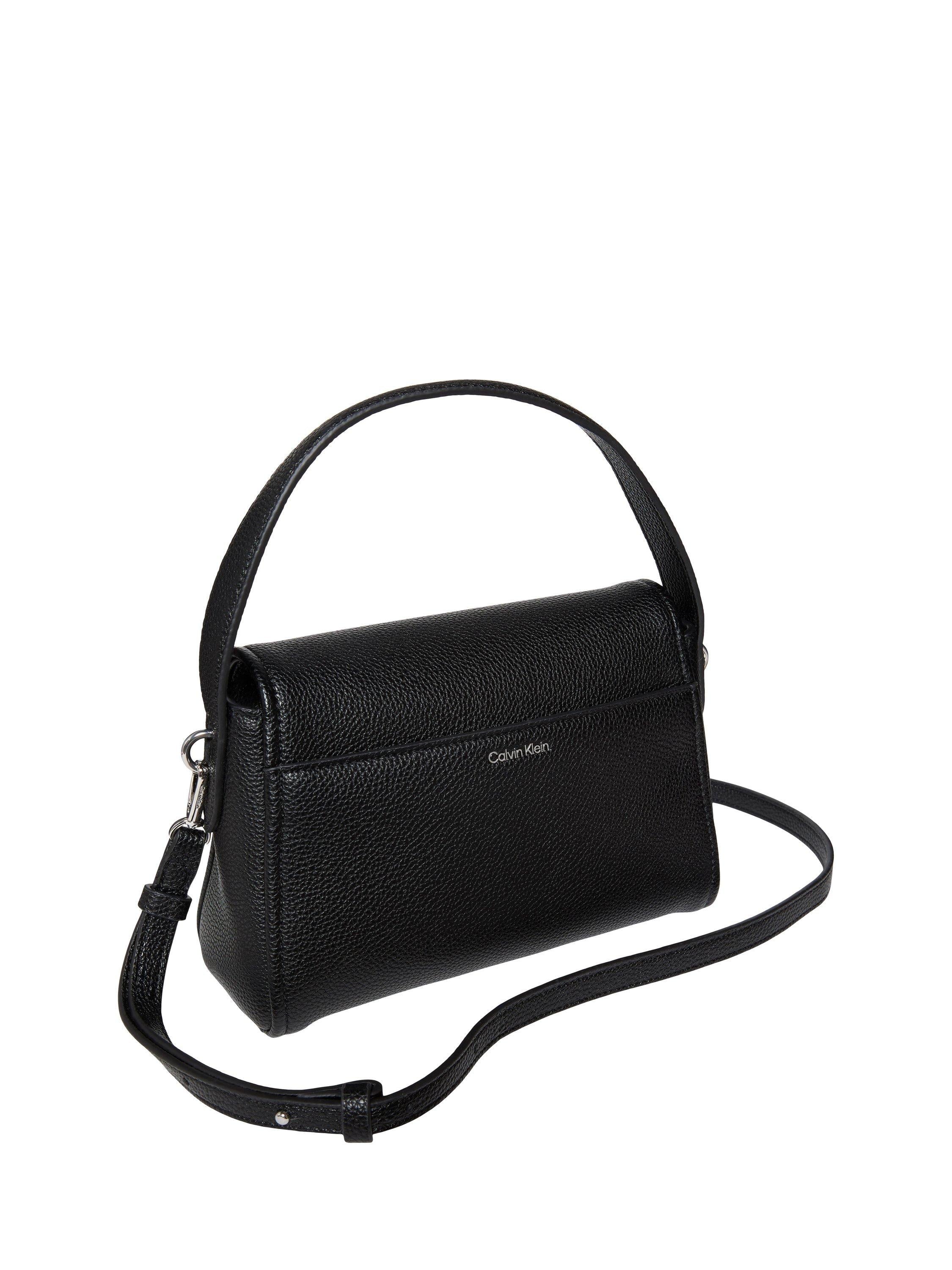 Calvin Klein Emblem grab bag black faux leather (British brand)