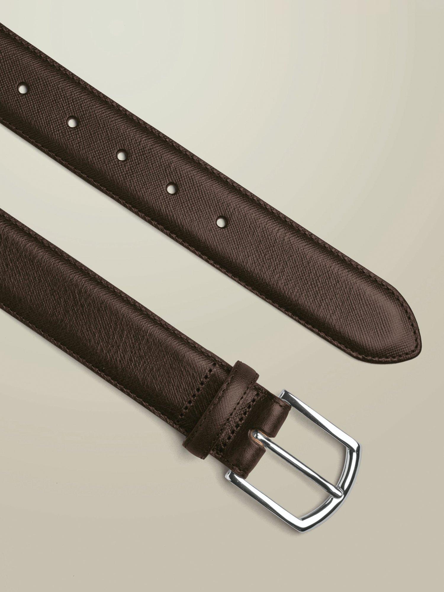 Charles Tyrwhitt Saffiano Print formal belt dark chocolate - British product