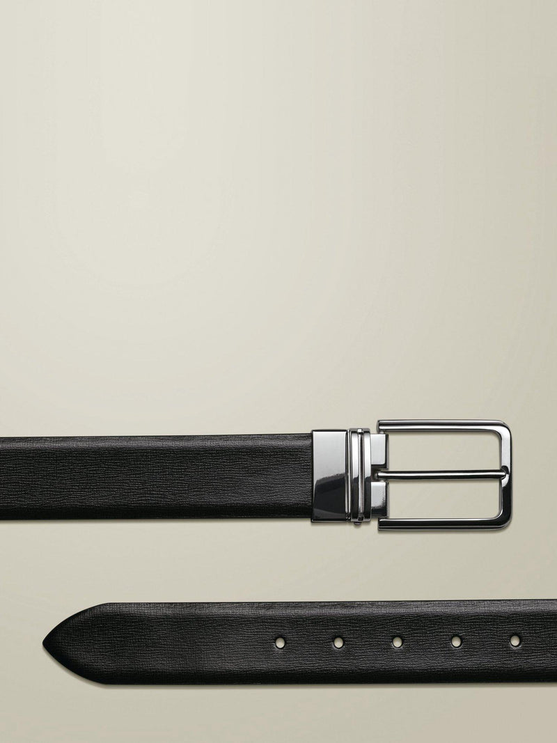 Charles Tyrwhitt reversible formal leather belt black, imported from the UK