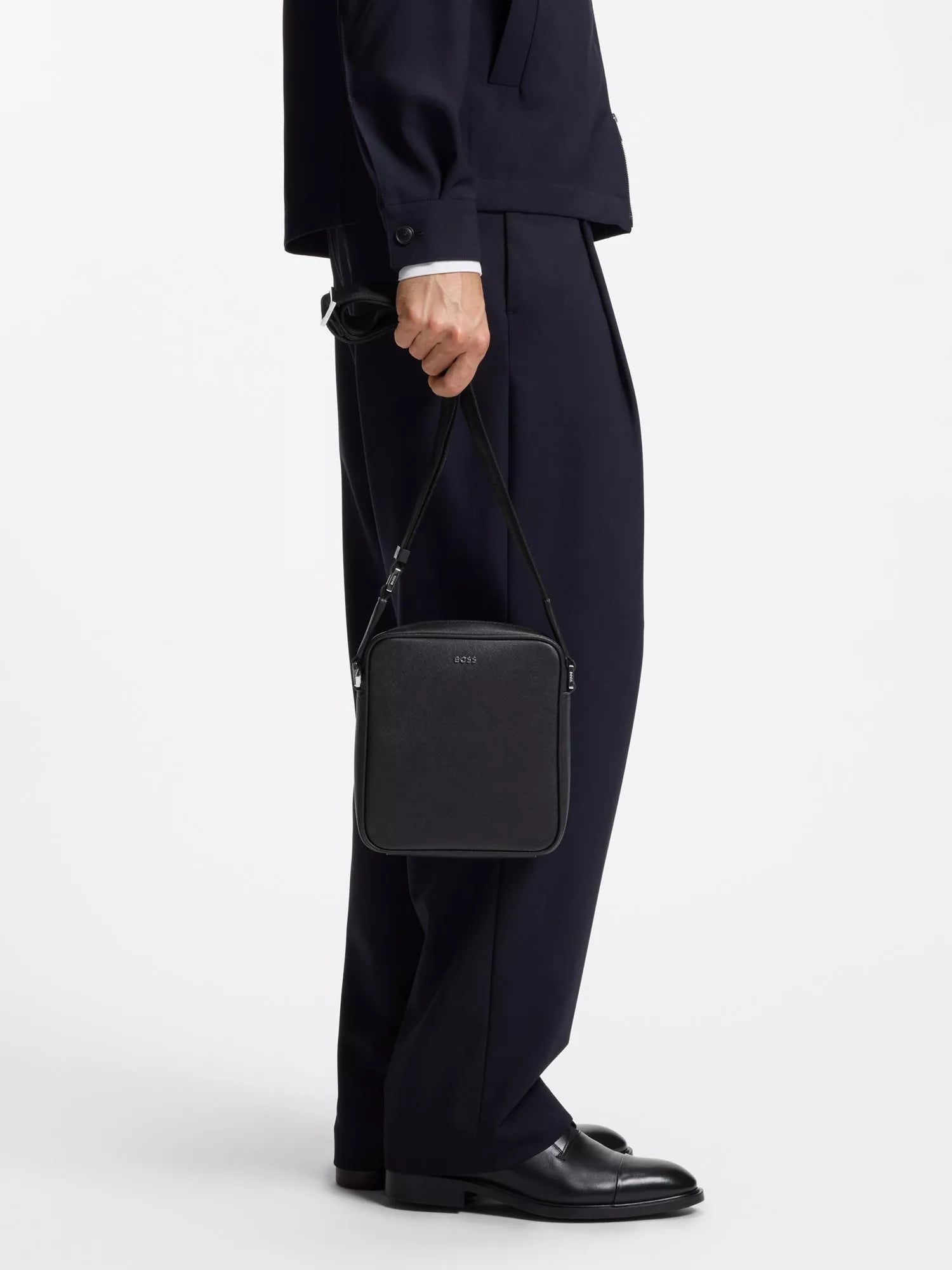 HUGO BOSS black reporter bag bonded leather - British product