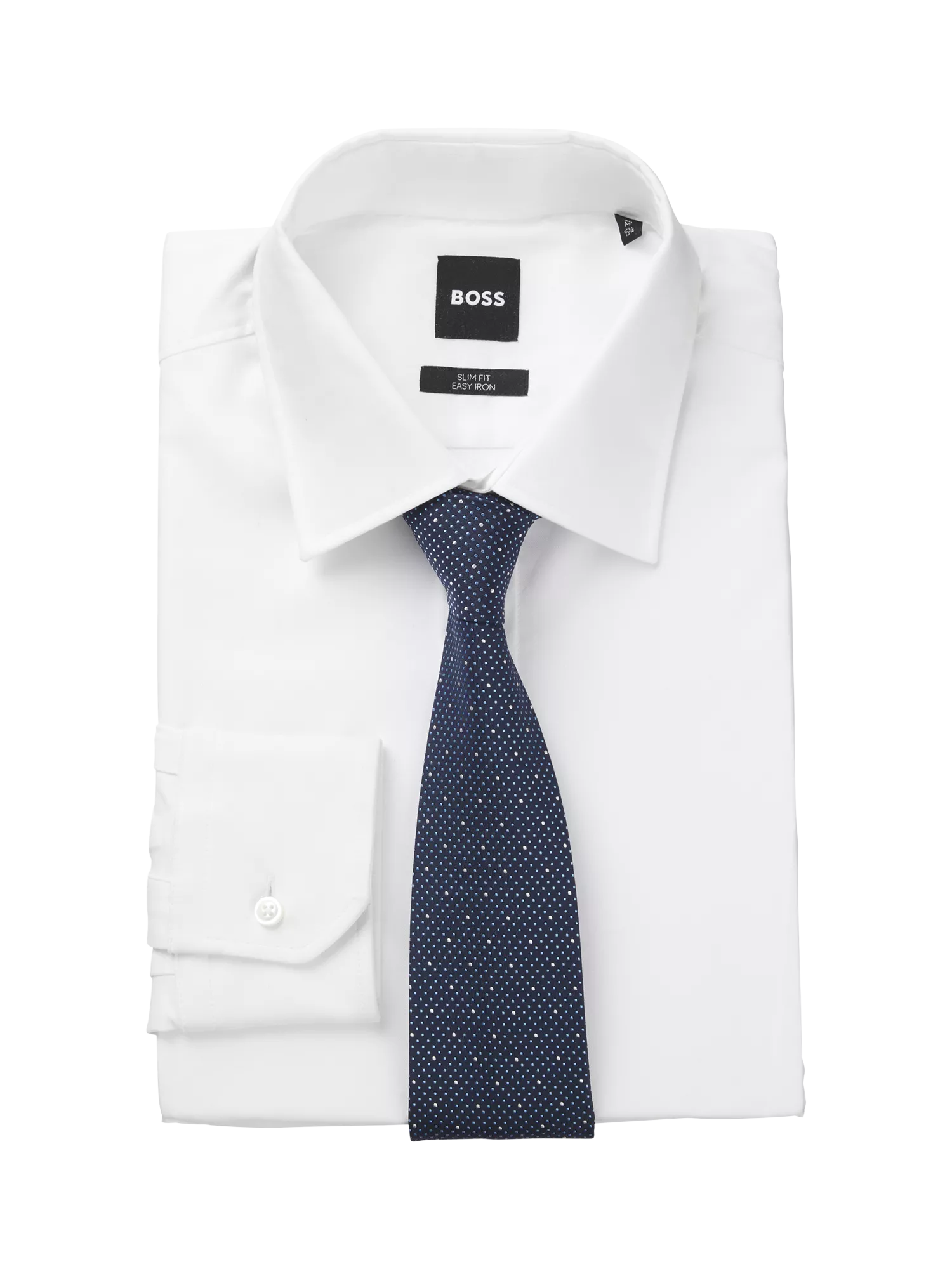 HUGO BOSS blue silk blend tie 7.5cm - British product