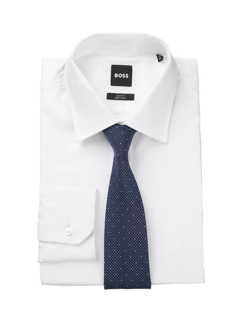 HUGO BOSS blue silk blend tie 7.5cm - British product