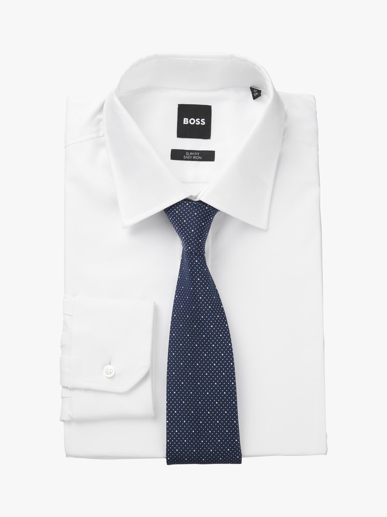 HUGO BOSS blue silk blend tie 7.5cm - British product