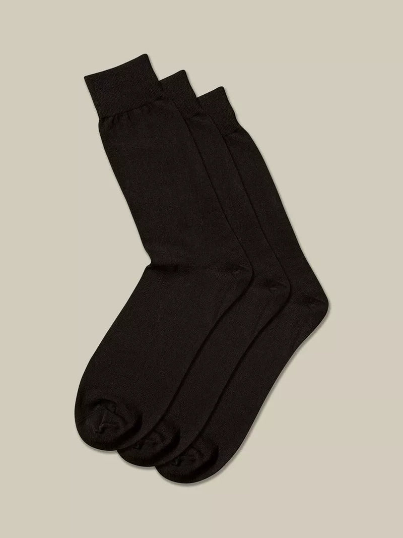 Charles Tyrwhitt cotton blend socks pack of 3 black - British product