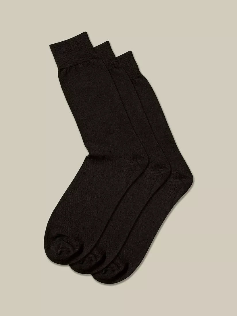 Charles Tyrwhitt cotton blend socks pack of 3 black - British product