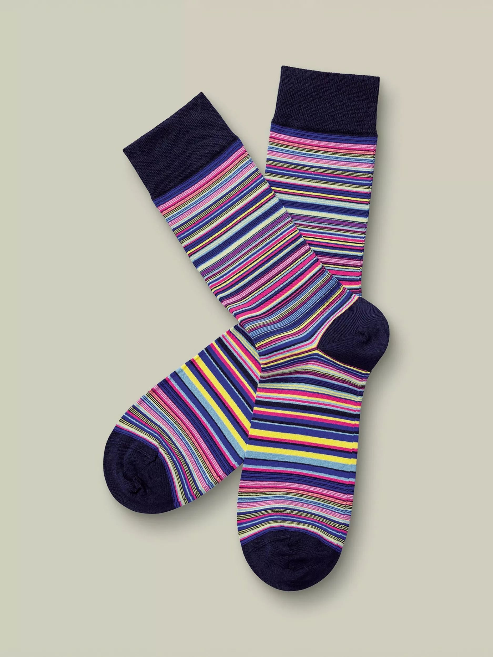 Charles Tyrwhitt Cotton Rich Stripe Design Socks Bright Pink